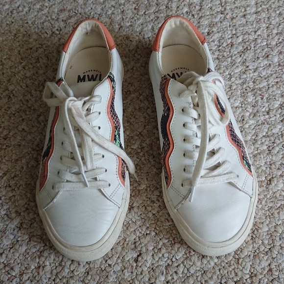 MADEWELL Sidewalk Sneakers in Snake Embossed Leather Wave Edition size 7.5 - Picture 1 of 16